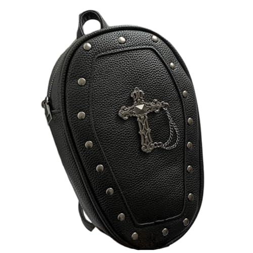 Joygoodta Goth -Geldbörse Pu Sargform Halloween -Rucksack mit Kreuzung tragbarer Schulter Halloween Geldbeutel mit verstellbarem Riemen für Frauen Jugendliche Mädchen von Joygoodta
