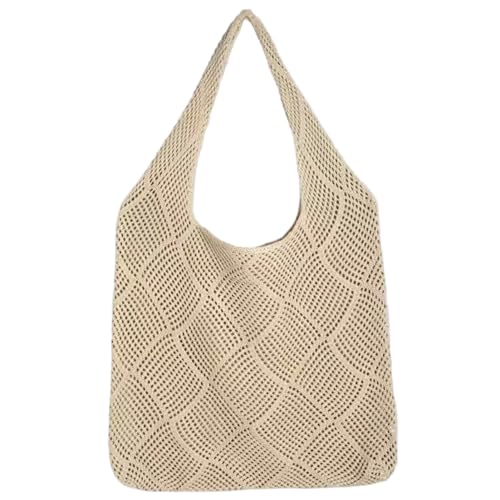 Joygoodta Häkeln Tasche, Boho hohles Mesh Crochet-Geldbörse, großer Kapazität Strandtasche für Frauen Sommer Strand Dating-Einkaufsstrick von Joygoodta