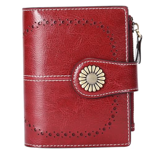 Joygoodta Kleine Brieftaschen Frau tragbares Leder -RFID -Blockierbrieftasche rot mit Slots und Reißverschlussmünzentasche für täglich von Joygoodta