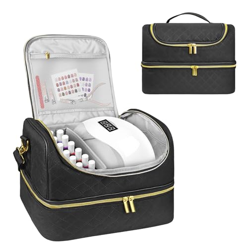 Joygoodta Nagellack Organizer Hülle Doppelschicht Nagellack Organizer Halt bis zu 60 Flaschen 13x9x10 Tragbarer abnehmbar von Joygoodta