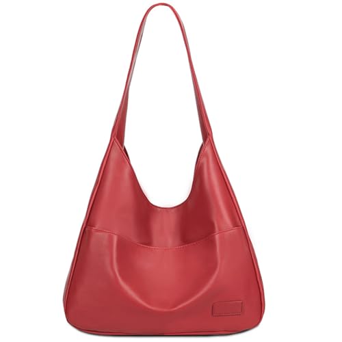 Joygoodta Rote Tasche für Frauen und Mädchen PU Leder Slouchy Tasche Weiches lässiges Retro -Schulter -Handtaschen Rote Geldbörsen für das tägliche Reisedatum von Joygoodta