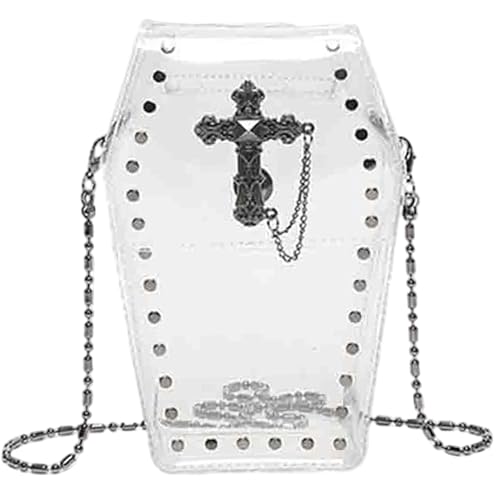 Joygoodta Sargausbaus klarer PVC -Goth -Geldbeutel mit Cross & entfernbarer Kette tragbare Halloween -Crossbody -Tasche für Frauen Teenager von Joygoodta