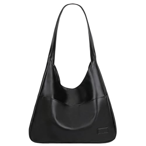 Joygoodta Schwarze lockige Tasche weiche PU Leder große Kapazität Retro Slouchy Tasche für Frauen tragbare Schulterbaus Handtaschen für Arbeitsschule Reisen von Joygoodta