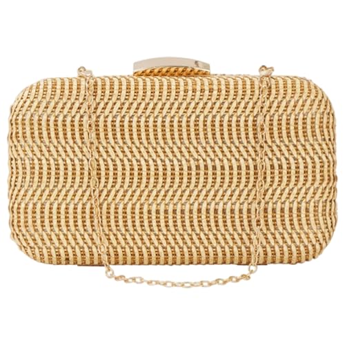 Joygoodta Strohkupplungen Geldbörsen für Frauen trendige Strohhandtaschen mit abnehmbarer Kette und exquisiten Schnappschnallen kompakte Abendtasche für Party Hochzeitsdatum Nacht von Joygoodta