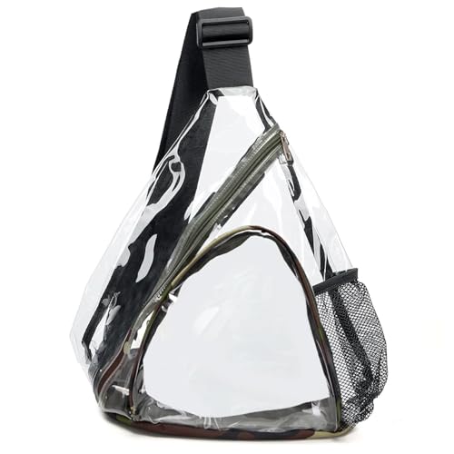 Klarer Schlingenbeutel wasserdichtes PVC Chest -Bag Stadium zugelassene Frauen Frauen klarer Schulter -Rucksack mit Wasserflaschentasche und verstellbarem Riemen für das Konzertstadion für Veranstalt von Joygoodta