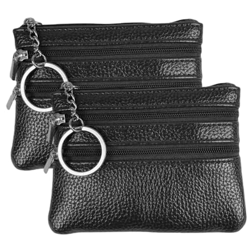 Kleine Münzbeutel 2pcs PU Lederwechsel Geldbörse für Frauen Kleiner Reißverschlussbeutel mit Schlüsselring für Kreditkarte gefaltete Bills Key Ohrhörer von Joygoodta