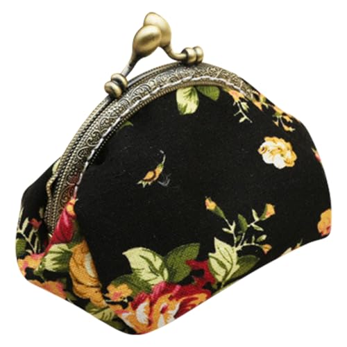 Münze Geldbörse, 5x3,5x3 Kleinwechsel Geldbörse mit KISS-Lock-Blumen-Vintage-Leinwand niedliche Münzen Geldbörse für Frauen Mädchen Mädchen von Joygoodta