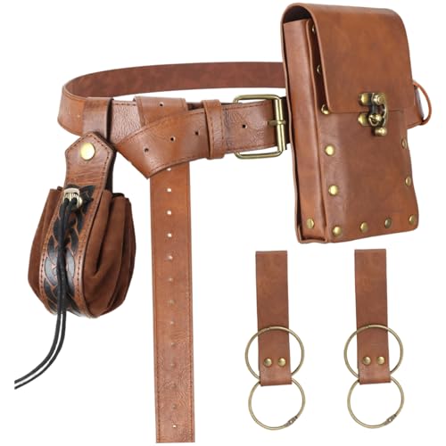 Joygoodta Renaissance -Gürtelbeutel, verstellbare Vintage Leder mittelalterliche Gürtelbeutel für Halloween Cosplay Kostüm Accessorie Renaissance von Joygoodta
