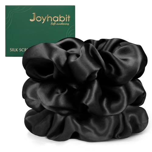 Joyhabit Haargummis aus Seide für Damen und Mädchen, schwarz, 3 Stück, 4 cm, haarfreundlich, niedlich und langlebig, ideal für Schlafenszeit und den täglichen Stil Joyhabit Haargummis aus Seide für Damen und Mädchen, schwarz, 3 Stück, 4 cm, haarfreundlich, niedlich und langlebig, ideal für Schlafenszeit und den täglichen Stil von Joyhabit