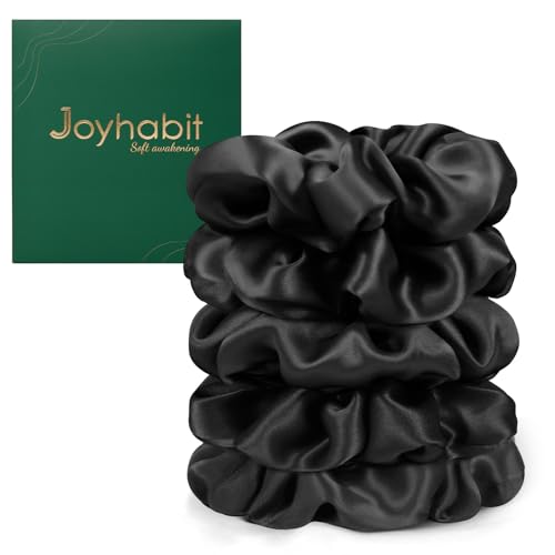 Joyhabit Haargummis aus Seide für Damen und Mädchen, schwarz, 5 Stück, 4 cm, haarfreundlich, niedlich und langlebig, ideal für Schlafenszeit und den täglichen Stil Joyhabit Haargummis aus Seide für Damen und Mädchen, schwarz, 5 Stück, 4 cm, haarfreundlich, niedlich und langlebig, ideal für Schlafenszeit und den täglichen Stil von Joyhabit