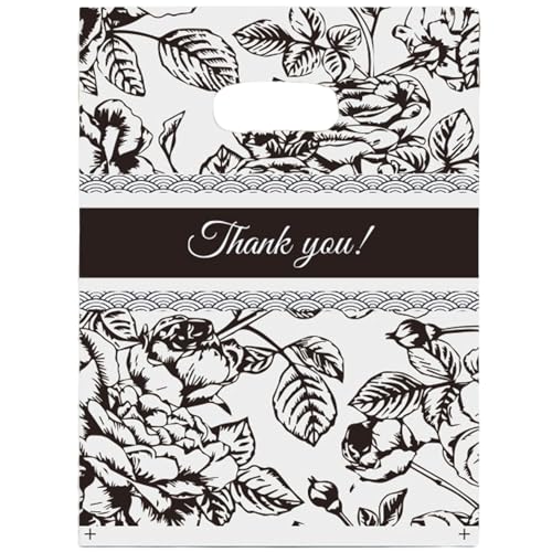 Joyhey 100 Stück 14,7 x 19,8 cm Kunststoff-Merchandise-Taschen mit gestanzten Griffen – Thank You-3 von Joyhey