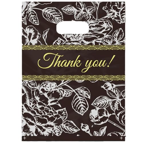 Joyhey 100 Stück 14,7 x 19,8 cm Kunststoff-Merchandise-Taschen mit gestanzten Griffen – Thank You-4 von Joyhey