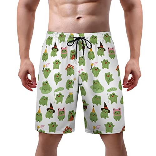 Joyidec Herren-Badehose mit Frosch-Design, schnell trocknend, mit Netzfutter, XS-3XL, Niedliche Frösche Lustiger Frosch, M von Joyidec
