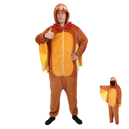 Huhn Küken Onesie Erwachsene Tier Pyjamas Cute Langes Lockerer Plüsch Nachthemd Weiblich Männer Lustiges Geschenk für Halloween Karneval Cosplay Party (L) von Joyincoser