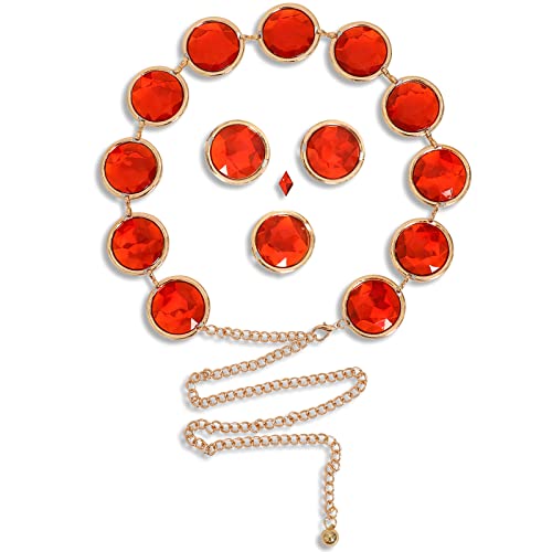 Raven Kostüm Gürtel mit Roten Edelsteinen Schmuck Raven Anime Hüftkette Accessoires Cosplay für Frauen Halloween Party Karneval Requisiten Zubehör​ von Joyincoser