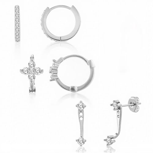 Joykee 3-4Paare Sterling Silber Ohrstecker Set für Frauen 15K Gold plattiert Ohrringe Stapel zierliche kleine Ohrstecker Sets für mehrere Piercings 1 von Joykee