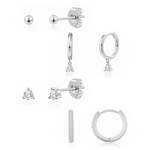 Joykee 3-4Paare Sterling Silber Ohrstecker Set für Frauen 15K Gold plattiert Ohrringe Stapel zierliche kleine Ohrstecker Sets für mehrere Piercings 12 von Joykee