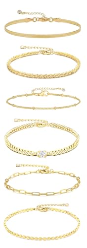Joykee Bracelets for Women Trendy,14K Real Gold Plated Dainty Stackable Paperclip Cuban Link Chain Bracelets,Cuff Bracelets Jewelry Set Adjustable 1 Joykee Bracelets for Women Trendy,14K Real Gold Plated Dainty Stackable Paperclip Cuban Link Chain Bracelets,Cuff Bracelets Jewelry Set Adjustable 1 von Joykee
