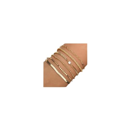 Joykee Bracelets for Women Trendy,14K Real Gold Plated Dainty Stackable Paperclip Cuban Link Chain Bracelets,Cuff Bracelets Jewelry Set Adjustable 1 von Joykee