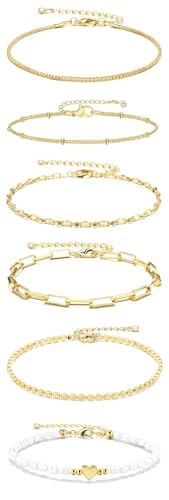 Joykee Bracelets for Women Trendy,14K Real Gold Plated Dainty Stackable Paperclip Cuban Link Chain Bracelets,Cuff Bracelets Jewelry Set Adjustable 3 Joykee Bracelets for Women Trendy,14K Real Gold Plated Dainty Stackable Paperclip Cuban Link Chain Bracelets,Cuff Bracelets Jewelry Set Adjustable 3 von Joykee