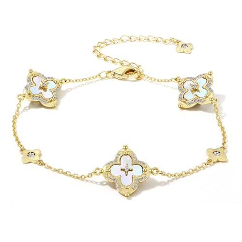Joykee Clover Bracelet For Women Kleeblatt Armband Vergoldet Schmuck Kette Jewellery Damen Vierblättriges Frauen Geschenke FüR Frauen Freundin von Joykee