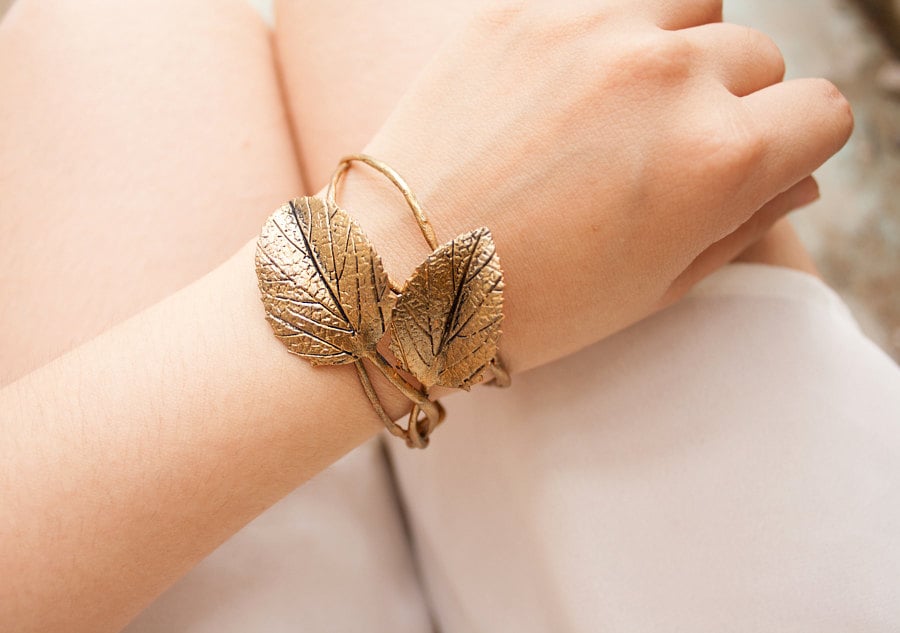 Blattgold Cuff, Blattgoldarmband , Handgemacht Von Ton Blattgold Cuff, Blattgoldarmband , Handgemacht Von Ton von Joyloveclay