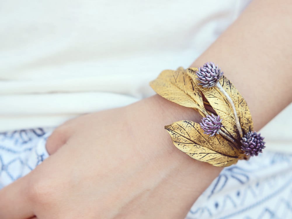 Blattgold Cuff, Blattgoldarmband , Handgemacht Von Ton Blattgold Cuff, Blattgoldarmband , Handgemacht Von Ton von Joyloveclay