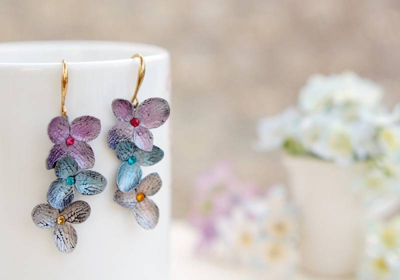 Blattgold Und Farbe Rose Ohrringe, Rosa Schmuck, Bronze, Polymer Clay Handgefertigt Blattgold Und Farbe Rose Ohrringe, Rosa Schmuck, Bronze, Polymer Clay Handgefertigt von Joyloveclay