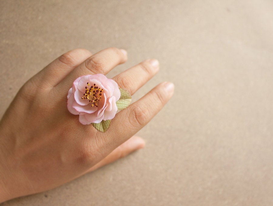Kirschblüte Ring, Polymer Clay Handgefertigte Blume, Sakura Ring Kirschblüte Ring, Polymer Clay Handgefertigte Blume, Sakura Ring von Joyloveclay