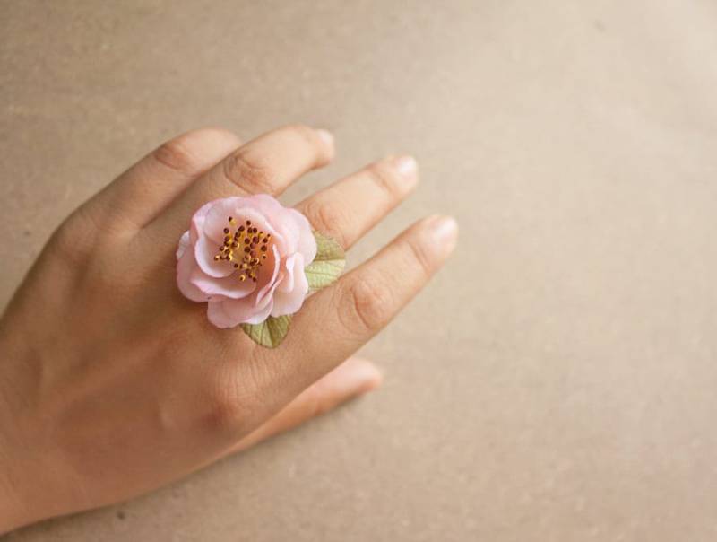 Kirschblüte Ring, Polymer Clay Handgefertigte Blume, Sakura Ring Kirschblüte Ring, Polymer Clay Handgefertigte Blume, Sakura Ring von Joyloveclay
