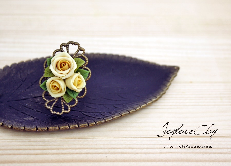Verstellbarer Ring, Blumen Vintage Schmuck, Bronze Verstellbarer Ring, Blumen Vintage Schmuck, Bronze von Joyloveclay