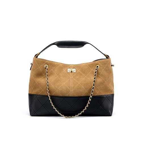 Joyous-u Beuteltasche aus echtem Leder mit großem Fassungsvermögen, High-End-Pendlertasche, Schultertasche, Braun (Wildleder & Schaffell) von Joyous-u