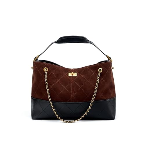 Joyous-u Beuteltasche aus echtem Leder mit großem Fassungsvermögen, High-End-Pendlertasche, Schultertasche, Coffee (Suede & Sheepskin) von Joyous-u