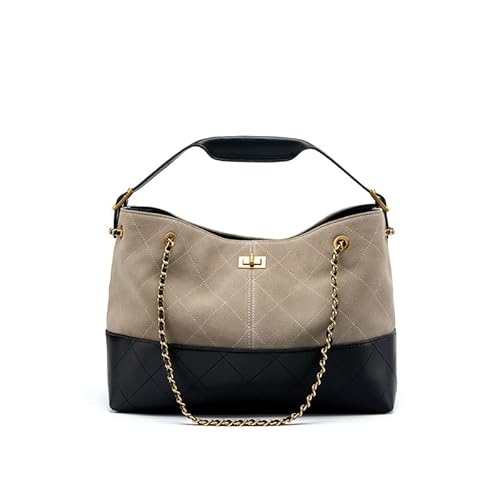 Joyous-u Beuteltasche aus echtem Leder mit großem Fassungsvermögen, High-End-Pendlertasche, Schultertasche, Grau (Wildleder und Schaffell) von Joyous-u