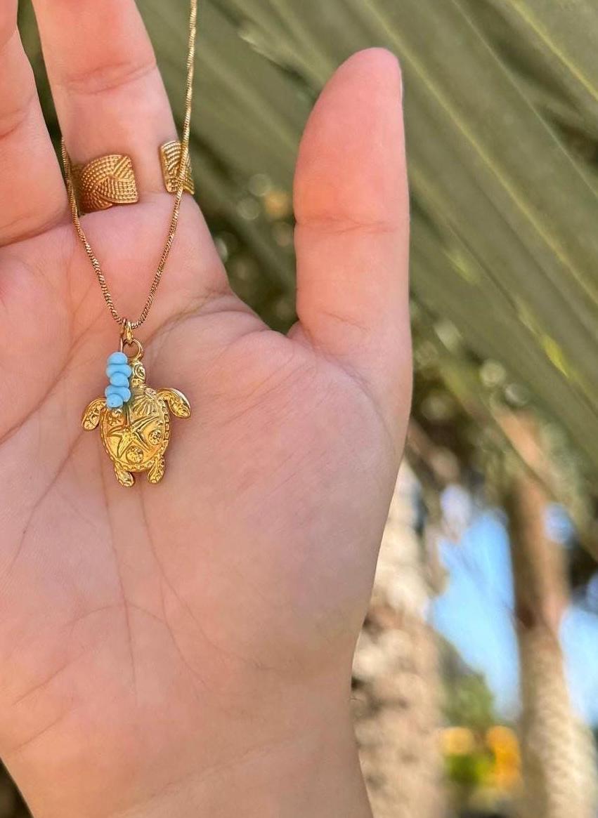 Schildkröte Kette Mit Türkisen Steinen Schildkröte Kette Mit Türkisen Steinen von JoysPiecesDE
