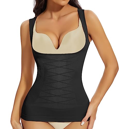 JOYSHAPER Damen Unterbrust Bauchkontrolle Shapewear Kompression Tank Tops Schlankheits Tank, Schwarz, Large von Joyshaper