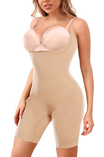 Joyshaper Shapewear Damen Bauchweg Stark Formend Shapewear Body Shaper Damen Po Nahtlos Shape Body mit Bein Shaping Bodysuit Miederbody Formbody Unterhose Bauchweg Figurformende Unterwäsche Beige S von Joyshaper