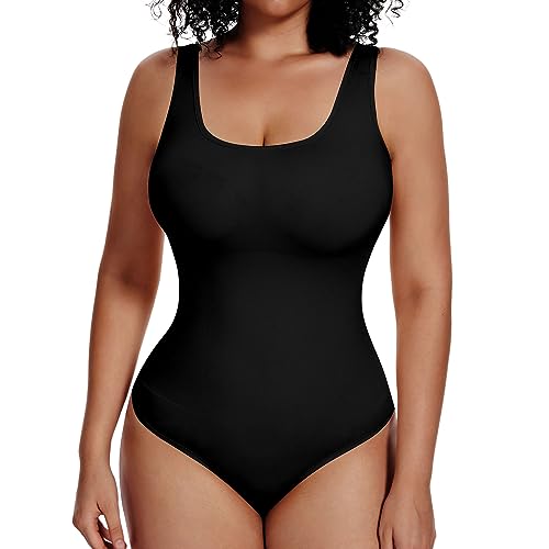 Joyshaper Body Shaper Damen Bodysuit Shapewear Bauchweg Formende Bodys Figurformende U-Ausschnitt Unterwäsche Shaping Nahtlos Tanga Schwarz/tanga,L von Joyshaper