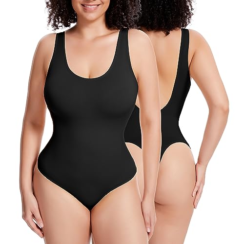 Joyshaper Body Shaper Damen Shapewear Tanga Bodysuit Bauchweg Rückenfreier Body Shaping Body String Stark Formend Thong Shapewear Figurformende Unterwäsche Bauch Weg Miederbody Schwarz XXL von Joyshaper