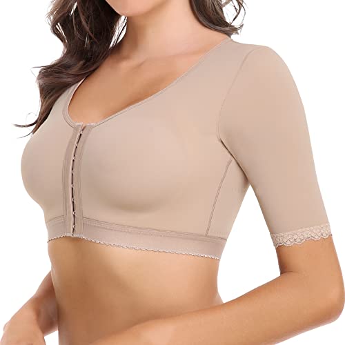 Joyshaper Damen Arm Shaper Haltungskorrektur Top Vorderverschluss BH Figurformende Shapewear Unterhemd mit Post Chirurgisch Kompression Oberarme Beige M von Joyshaper
