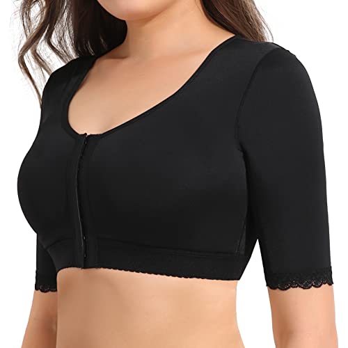 Joyshaper Damen Arm Shaper Haltungskorrektur Top Vorderverschluss BH Figurformende Shapewear Unterhemd mit Post Chirurgisch Kompression Oberarme Schwarz 2XL von Joyshaper