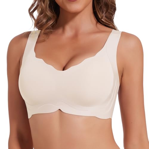 Joyshaper Damen BHS Push-Up Bra Tshirt BH Atmungsaktiver V-Ausschnitt Klassische BH ohne Bügel mit Zusätzlicher Cremefarben XL Joyshaper Damen BHS Push-Up Bra Tshirt BH Atmungsaktiver V-Ausschnitt Klassische BH ohne Bügel mit Zusätzlicher Cremefarben XL von Joyshaper