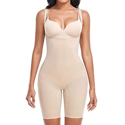 Joyshaper Damen Bauchweg Body Shaper Figurformende Shapewear Stark Formende Bodys Ganzkörper Miederbody Shaping Bodysuit Beige,L von Joyshaper