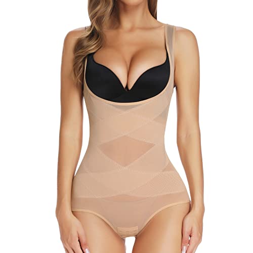 Joyshaper Damen Bauchweg Body Shaper Taillenformer Shapewear Bodysuit Figurformende Miederbody Nahtlose Shaping Unterwäsche Beige 3XL von Joyshaper