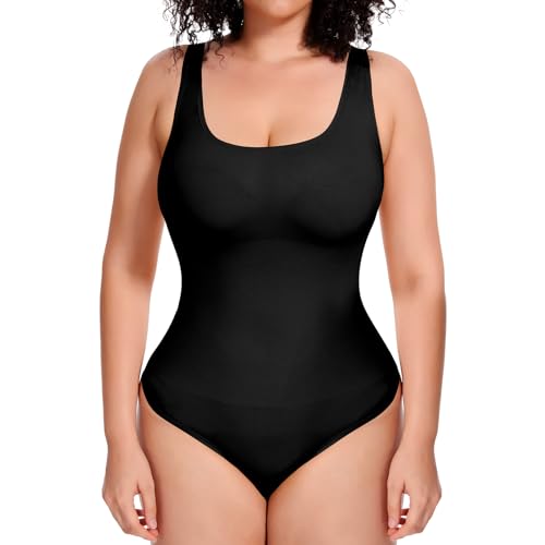 Joyshaper Damen Bauchweg Body Shapewear Basic Bodysuit Top mit Eckigem Ausschnitt Tank Top Body Shaper Schwarz S von Joyshaper