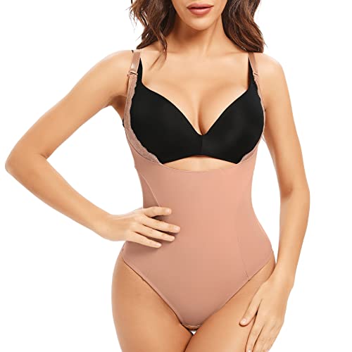 Joyshaper Damen Body Formende Body Shaper Bauch Weg Miederstring Taillenformer Miederbody Shaping Bodysuit Beige M von Joyshaper