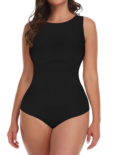 Joyshaper Damen Body Shaper Bauchweg Shapewear Bodysuit Formende Bodys Tanga Figurformender Shaping Miederbody U-Ausschnitt Tank Top Schwarz,S von Joyshaper