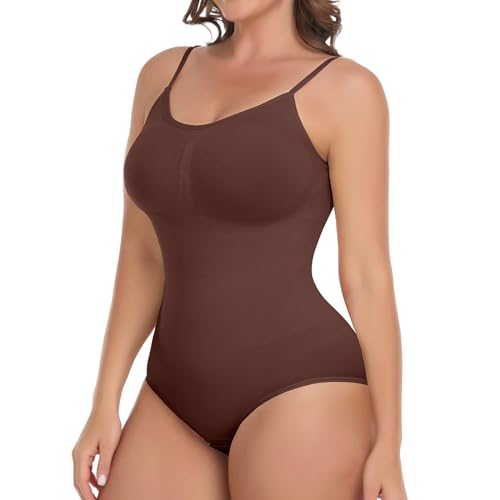 Joyshaper Damen Body Shaper Bauchweg Shapewear Bodysuit Butt Lift Miederbody Slimfit U-Ausschnitt Bodysuit Formende Unterwäsche Braun 3XL von Joyshaper