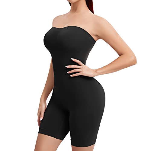 Joyshaper Damen Body Shapewear Bauchweg Body Shaper Trägerloser Miederbody mit Bein Tummy Control Shaping Bodysuit mit Abnehmbarem Trägergurt Schwarz XL von Joyshaper