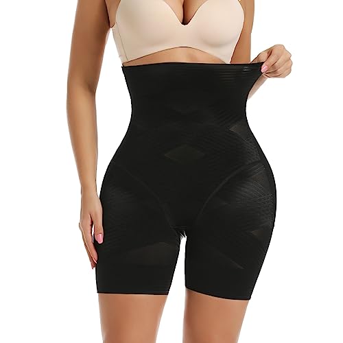 Joyshaper Damen Figurformende Miederpants Bauchweg Unterhose Miederhose Hohe Taille Leggings Shapewear Miederslips Unterwäsche Schwarz-kreuzen,L von Joyshaper